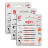 12 Pilhas Aa Recarregáveis 2100x Fujitsu Eneloop Standard