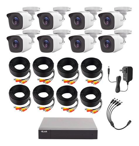 Hilook Kit De Camaras De Seguridad Exterior Metalicas Modelo Hl24lq-plus8 Video Vigilancia Turbohd 1080p Cctv 8 Cámaras Bala De 2mp H.265+