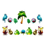 Combo 14 Globos Metalizados Fiesta Tropical Ver Descripcion