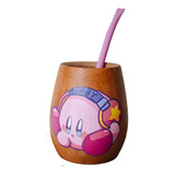 Mate De Madera Pintado A Mano Con Bombilla Kirby Cute 
