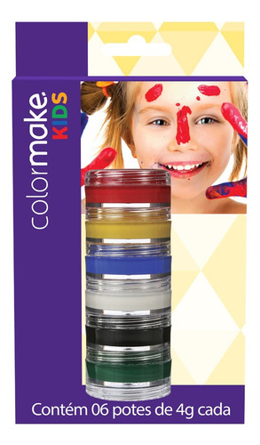 Tinta Facial Cremosa Infantil Com 6 Cores - Colormake 