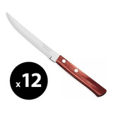 12 Cubiertos Tramontina Polywood Cuchillo Asado Carne Recto