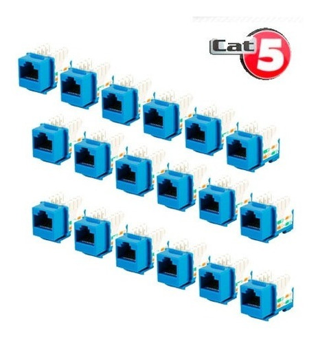 Jack Rj45 Cat5e Azul Conector Hembra Red Utp Paquete 25 Pz