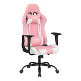 Silla Gamer Rosa Con Soporte Lumbar Y Reposacabezas