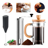 Cafetera 600ml Prensa + Molinillo Ajustable + Espumador