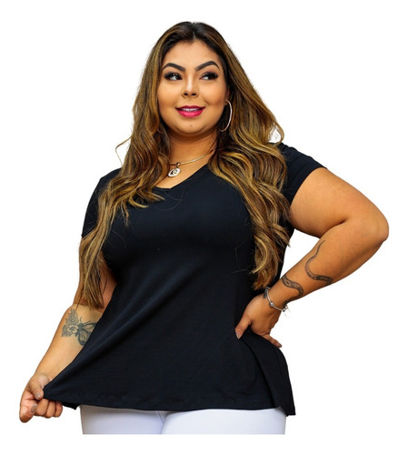 Blusa Camiseta Plus Size Bata Soltinha Evasê Academia