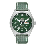 Relógio Orient Masculino Automatico Militar F49sn020 E2ep Cor Da Correia Verde Cor Do Bisel Prateado Cor Do Fundo Verde