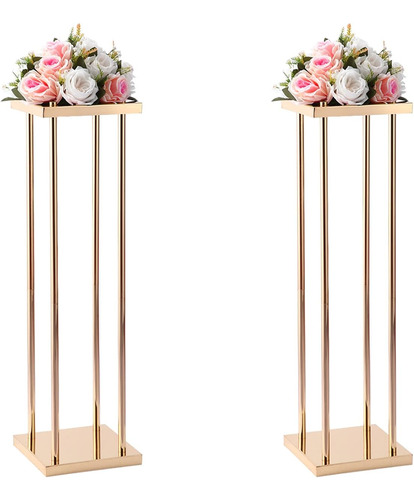 Columna De Jarrón Con Soporte De Flores De Boda Dorada, Arre