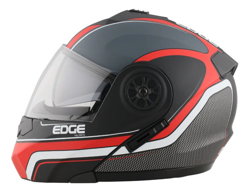 Casco Edge Abatible Turbo Moscu Gris Rojo