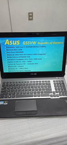 Notebook Asus G55vw Republic Of Gamers Funcion Toda Prueba