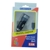 Cargador 12v Para Auto 2 Usb + Cable A Usb V8 Car Charger
