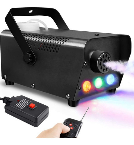 Máquina De Humo Dj 600w Con 3 Luz Led Rgb Y Control Remoto Color Negro