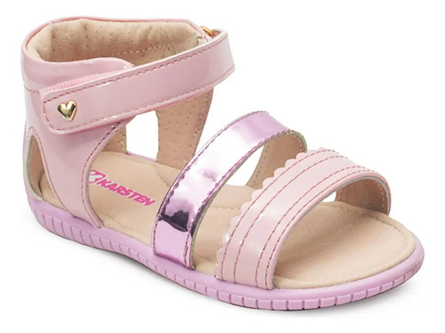 Sandalia Karsten® Niña Velcro Charol Rosa Antiderrapante