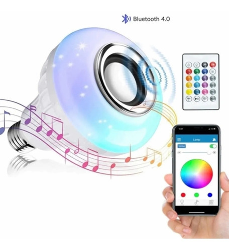 Foco Bocina Luz Led Música Rgb Multicolor Bluetooth Música