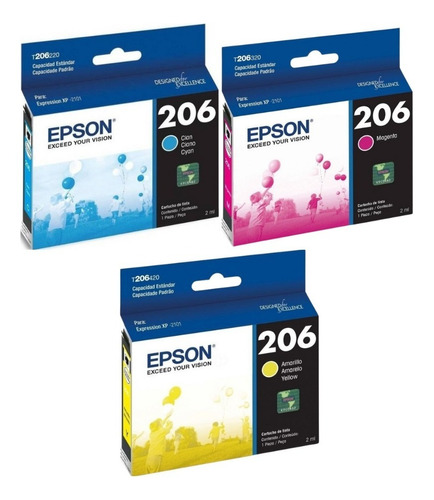 Combo T206 3 Colores Para Impresora Epson Xp-2101