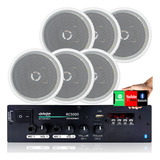 Kit Som Ambiente Receiver Bluetooth + 6 Caixa Embutir 5p 70w