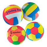 Kit 2 Bolas Futebol E 2 Bolas Volley Ball Eva - Praia Quadra