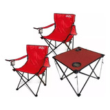 Mesa De Tela Plegable + 2 Sillones Director Para Camping