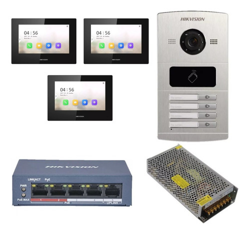 Kit 3 Videoportero Hikvision Con Lector De Tarjeta 