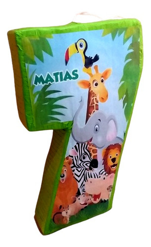 Piñata Numero 7 Safari Leon Elefante Cebra Jirafa 1 Metro