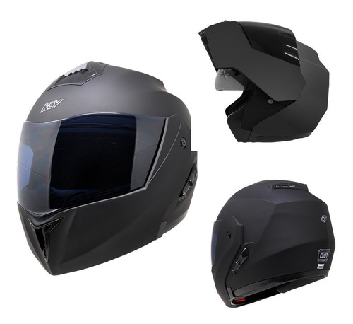 Casco Moto Abatible Kov Stealth Negro Mate Lente Interno Dot