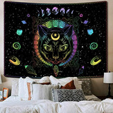 Tapestry Gótica Gato Negro - Sol, Luna Y Bruja.