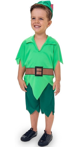 Fantasia Infantil Roupa Peter Pan Menino Carnaval Com Chapéu