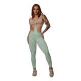 Macacao Legging Empina Bumbum Jacquard Snake Menta Moving