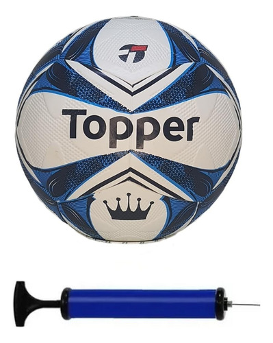 Bola Campo Topper Nova Slick + Bomba De Ar Cor Azul