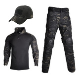 Traje Militar Táctico Hombre Rodilleras Y Gorra De Béisbol