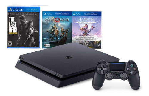 Sony Playstation 4 Slim 1tb Mega Pack: The Last Of Us Remastered/god Of War/horizon Zero Dawn Complete Edition