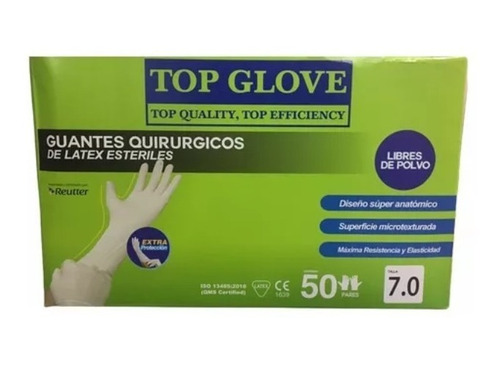 Guantes Quirúrgicos De Latex Estériles Top Glove 50 Pares 