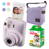 Kit Camera Instax Mini 12 Lilás Revela Foto + Filme + Bolsa