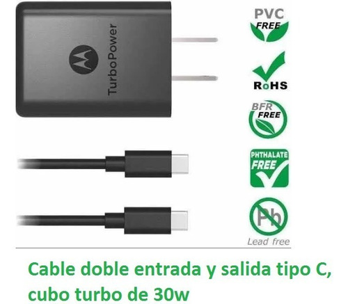 Cargador Motorola Cubo Tipo C  Y Cable C A C De 30w