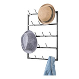 Mygift 5 Tier Modern Matte Black Metal Hat Rack Para Pared, 