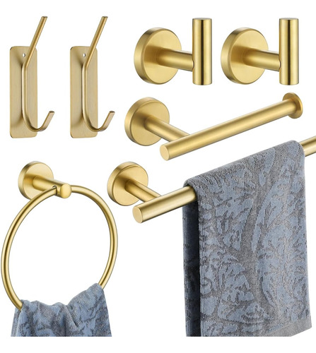 Set 7 Accesorios Para Baño Acero Inoxidable - Dorado