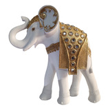 Adorno Figura Decorativa Elefante Alargado Blanc Dorad, 19cm