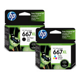  Cartuchos Hp Original  Imp 2374  667 Xl  Negro/color 