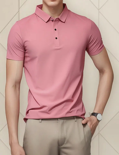 Camisa Polo Masculina De Seda Fría, Camisa