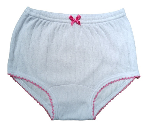  6 Pzs Pantaleta Algodón Blanco Rombo Niña Talla Juvenil 