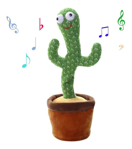 Juguete De Cactus Luminoso Baila Canta Y Repite Voz Tik Tok Color Verde