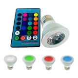 Lâmpada Rgb Led Dicroica 3w Colorido Controle Remoto E27