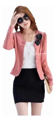 Chaqueta Saco Mujer Clásico Boton Saco Blazer Casual Formal