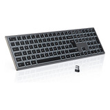 Teclado Delgado Inalambrico, Recargable Iluminado | Negro