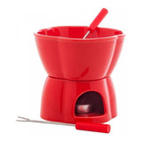 Aparelho Fondue 4pçs Porcelana Alpes Vermelho 400ml - Lyor