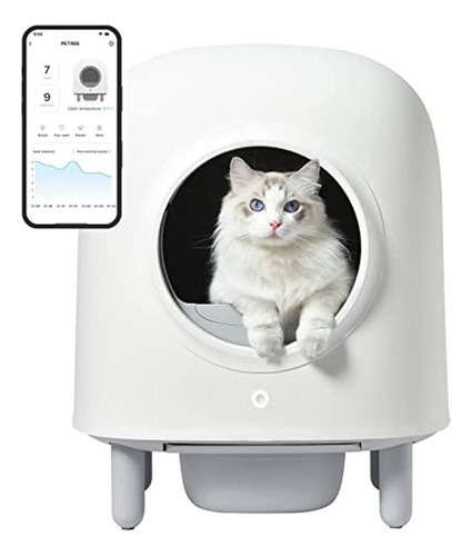 Arenero Robot Automático Para Gatos Petree 2.0 Wifi Color Blanco