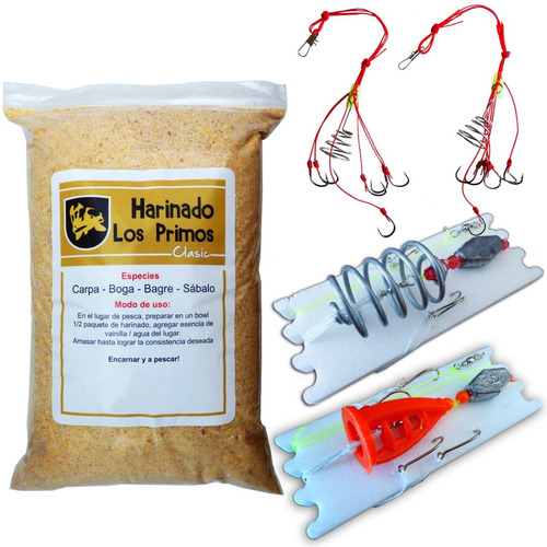 Combo X 1kg Harinado Los Primos +4  Líneas Feeder Carpa Boga