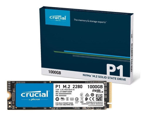 Ssd Crucial P1 1000gb Nvme M.2 