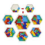 Tetris Encastre Hexagonal Didáctico De Madera Ingenio