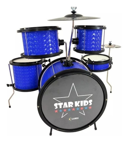 Bateria Infantil Luen Star Kids Azul Com Chimbal - Completa